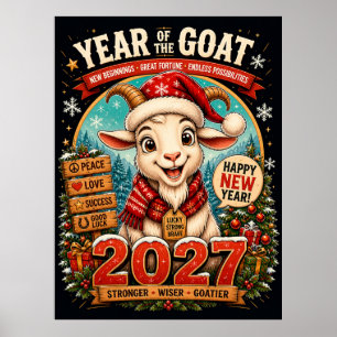 Affiche Année de la Chèvre 2027 Nouvel An Zodiaque Mur