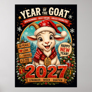 Affiche Année de la Chèvre 2027 Nouvel An Zodiaque Mur
