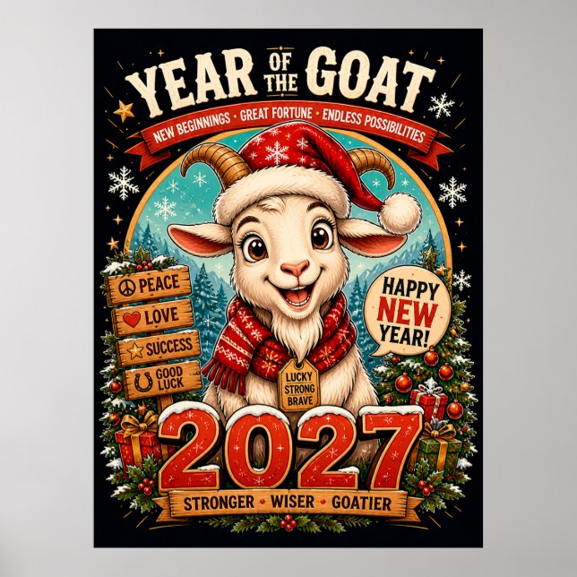 Affiche Année de la Chèvre 2027 Nouvel An Zodiaque Mur (Devant)