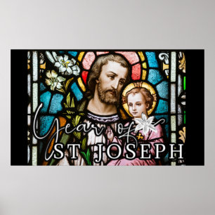 Affiche Année de Saint-Joseph en verre de verre Jésus re