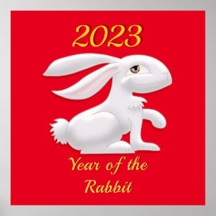 Affiche Année du Carré lapin