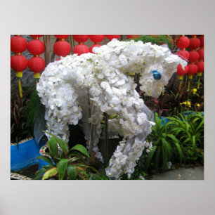 Affiche Année du cheval 春 節 馬 ... Topiary chinois