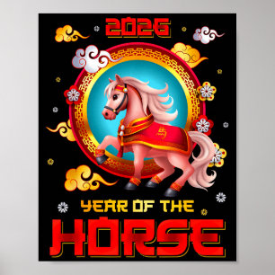 Affiche Année du Cheval 2026 Bonne Année Chinoise 2026