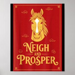 Affiche Année du cheval 2026 nouvel an chinois hennir et