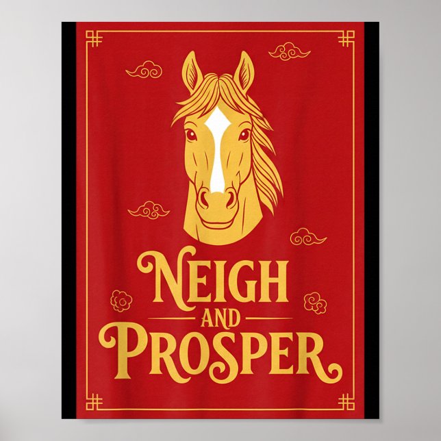 Affiche Année du cheval 2026 nouvel an chinois hennir et (Devant)
