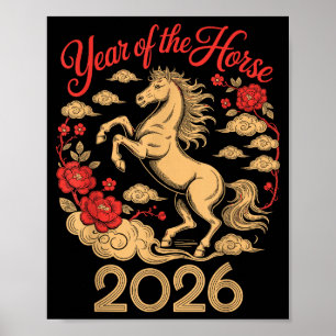 Affiche Année du Cheval 2026 Nouvel An Chinois Pour Hommes