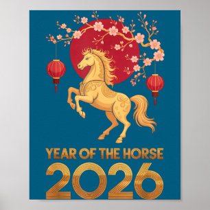Affiche Année du Cheval 2026 Nouvel An lunaire chinois Zod