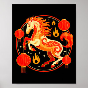 Affiche Année du Cheval 2026 Nouvel An Lunaire Nouvel An C