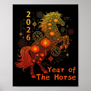 Affiche Année du cheval Bonne année lunaire chinoise 202