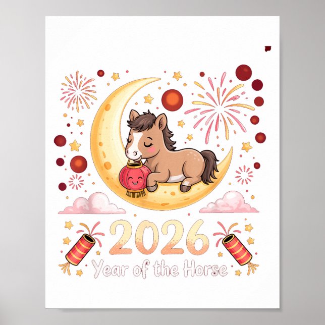 Affiche Année du cheval de feu 2026 Nouvel An chinois fest (Devant)