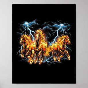 Affiche Année du cheval de feu 2026 zodiaque chinois 90s v