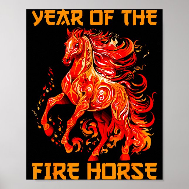 Affiche Année du cheval de feu Bonne année lunaire chinois (Devant)