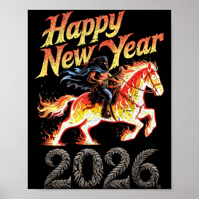 Affiche Année du Cheval de Feu – Nouvel An du zodiaque chi (Devant)