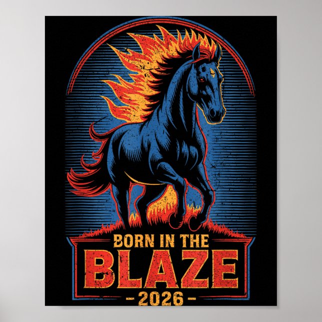 Affiche Année du Cheval de Feu – Nouvel An du zodiaque chi (Devant)