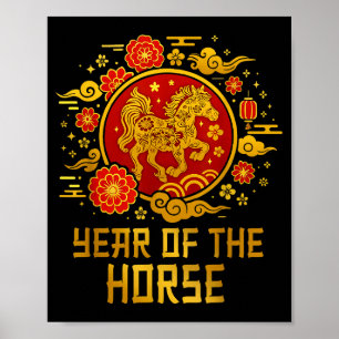 Affiche Année du Cheval Nouvel An Chinois 2026 Zodiaque Ho