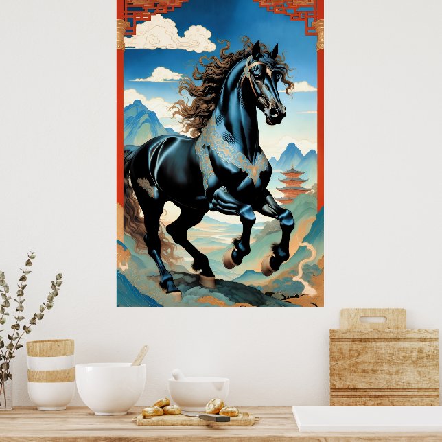 Affiche Année du Cheval, Zodiaque Chinois, (Cuisine)