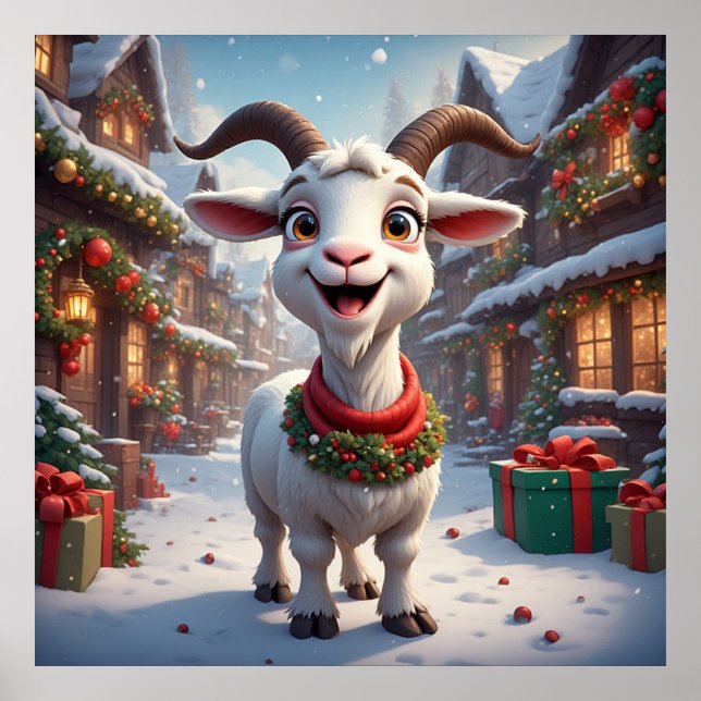 Affiche 🎄 Année du Chèvre 2027 Idée Cadeau de Noël 🐐 (Devant)