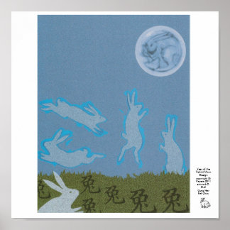 Affiche Année du design de la lune de lapin