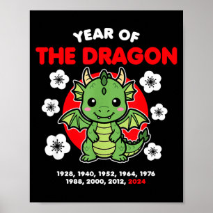 Affiche Année du Dragon 2024 Nouvel An du zodiaque chinois