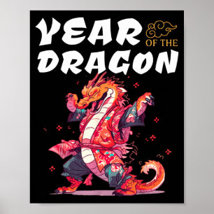 Affiche Année du Dragon Drôles de Dragons Signe du zodiaqu