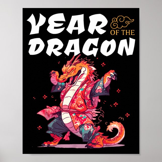 Affiche Année du Dragon Drôles de Dragons Signe du zodiaqu (Devant)