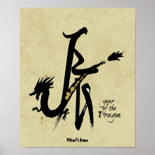 Affiche Année du Dragon - Zodiaque chinois