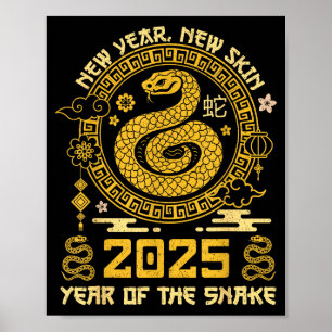 Affiche Année du Serpent 2025 Bonne année lunaire chinoise