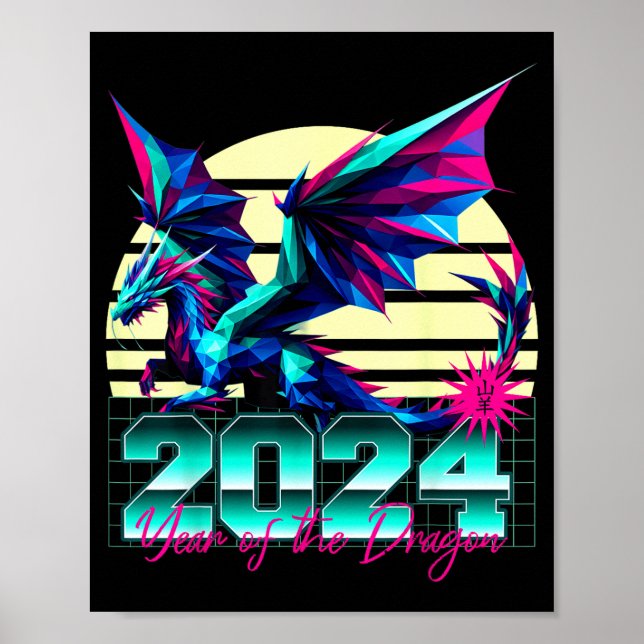 Affiche Année du zodiaque chinois du dragon polygone  (Devant)