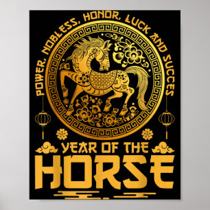 Affiche Année du zodiaque du cheval Nouvel An lunaire chin