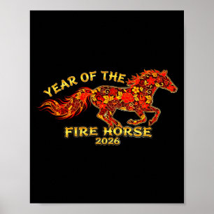 Affiche Année lunaire du zodiaque chinois du cheval de feu