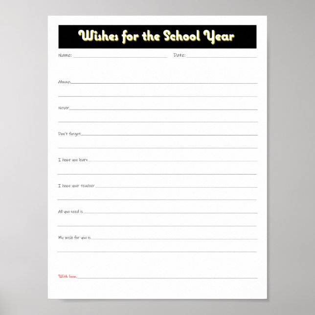 Affiche Année scolaire Parents Souhaits Printemps (Devant)