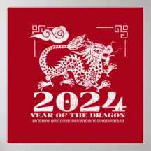 Année Zodiaque chinoise rouge du dragon 2024