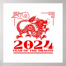 Année Zodiaque chinoise rouge du dragon 2024