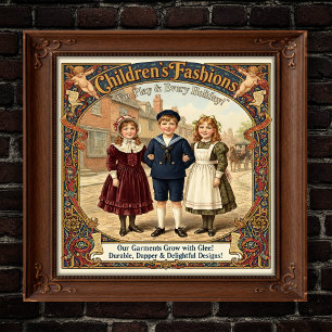 Affiche Années 1890 Publicité Vintage de vêtements pour en