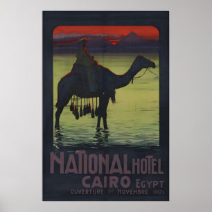 Affiche Années 1900 “Hôtel National Le Caire Égypte” Pyram