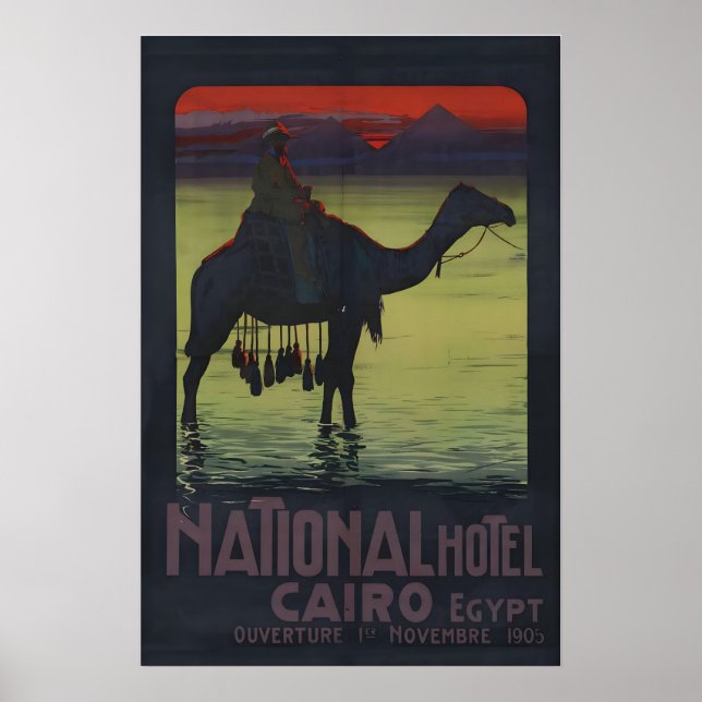 Affiche Années 1900 “Hôtel National Le Caire Égypte” Pyram (Devant)