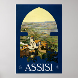 Affiche Années 1920 Assise Italie Style Classique Vintage 