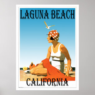 Affiche Années 1920 de plage de la Californie de Laguna