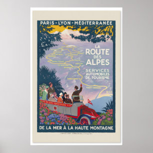 Affiche Années 1920 La Route Des Alpes Style Vintage Franç