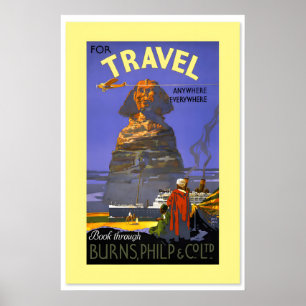 Affiche Années 1930 Burns, Philp & Co. Pour Voyage en Égyp