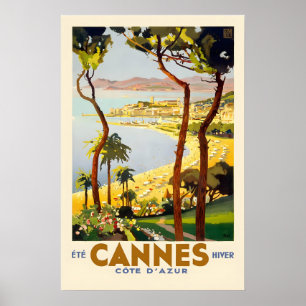 Affiche Années 1930 Cannes France Style Vintage Voyage Fra