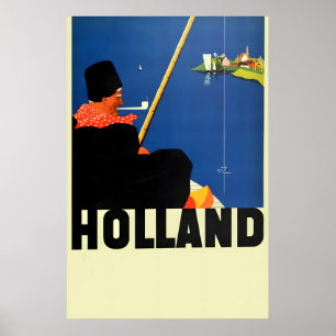 Affiche Années 1930 “Hollande” Style Vintage Ancien Monde