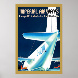 Affiche Années 1930 Imperial Airways - Europe à Australie