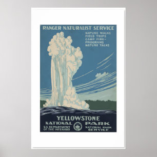 Affiche Années 1930 Parc national de Yellowstone Style vin