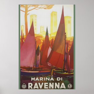 Affiche Années 1930 Ravenne Italie Style de voyage coloré