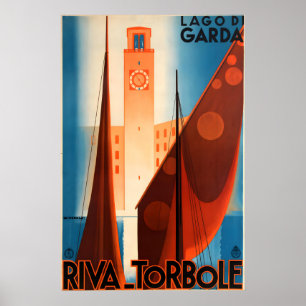 Affiche Années 1930 “Riva - Torbole” Style Vintage Italien