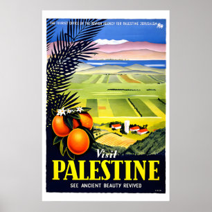 Affiche Années 1940 Visitez la Palestine Israël Beauté Ant