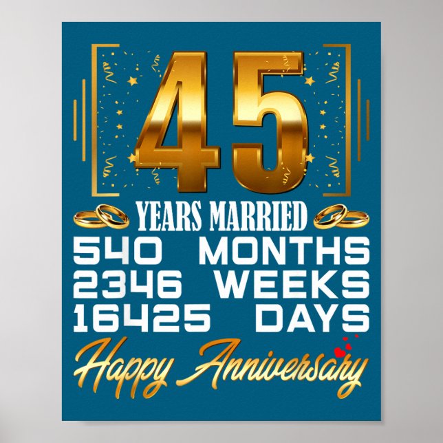 Affiche Années 45 Mariés 45e Anniversaire de Mariage (Devant)