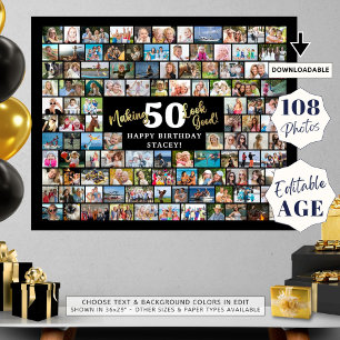 Affiche Anniversaire 108 Photo Collage rendre l'âge a l'ai