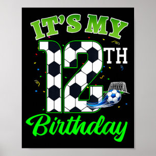 Affiche Anniversaire 12 ans Football Garçon Fille Enfants 